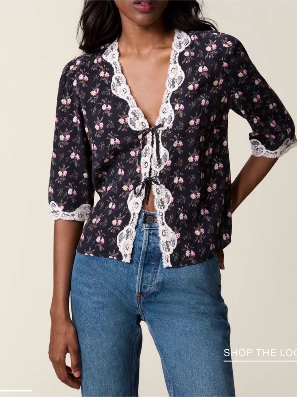 Rouje Aldo Blouse in black floral print Size 38